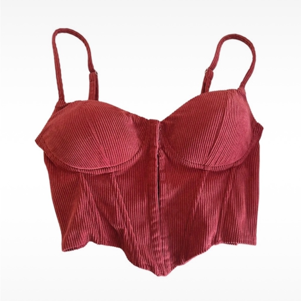 Dark cherry cropped corset